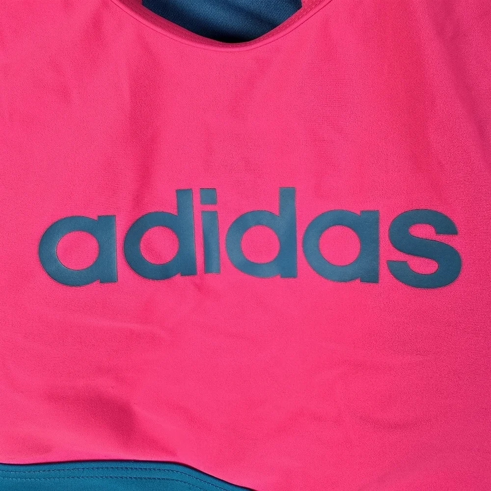 NWOT Adidas Womens Blue and Pink Sports Bra Bikini Top Neon Pink/Turq Size L